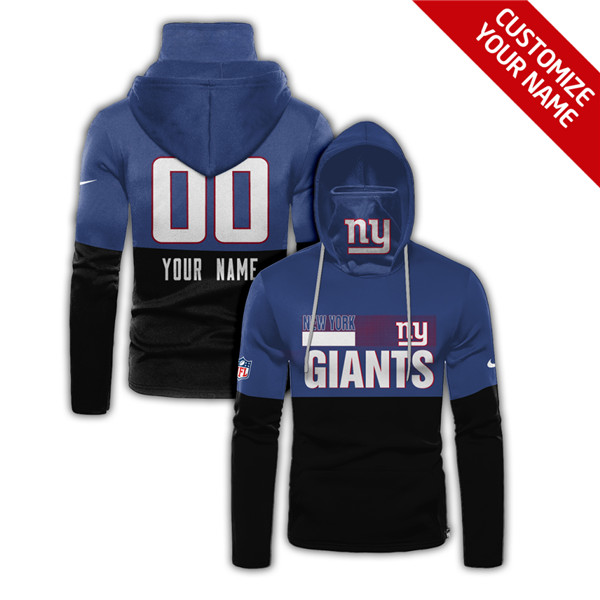 Men's New York Giants 2020 Black And Blue Customize Hoodie Mask Men's New York Giants 2020 Black And Blue Customize Hoodie Mask
